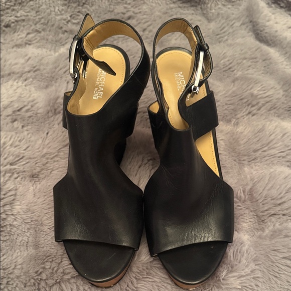 Michael Kors Black Open-Toe Heels - Picture 1 of 8